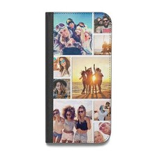 Abstract Photo Collage Upload Vegan Leather Flip Samsung Case Cover for Samsung