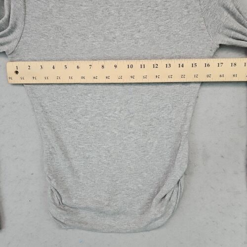 Michael Stars Top Womens XS Gray High Boat Neck Lightweight Ribbed Knit Gathered - Picture 5 of 8