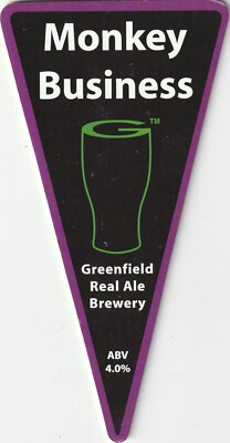 GEBRAUCHTER PUMPENCLIP VORNE - GREENFIELD REAL ALE BRAUEREI - MONKEY BUSINESS