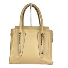 Pour La Victoire Riche Beige Leather Wing Inner Pocket Double Handle Tote Bag 