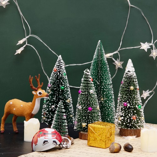 40 Pcs Wood Base Sisal Tree Christmas Snow Tree Miniature Fake Christmas Tree - Picture 10 of 12