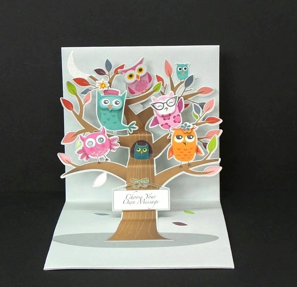 All Occasion Greeting Card 3D Pop Up Owl Tree Treasures Up With Paper - Image 2 of 4