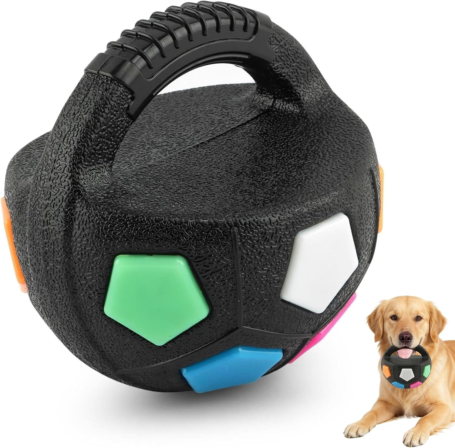 Palla Calcio per Cani 13cm con Maniglie - Gioco Interattivo in Gomma