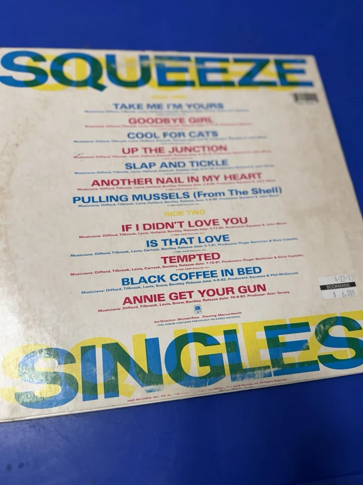 Squeeze Singles 45's And Under Vinyl Record Album LP 1st Press A&M SP-4922 1982 Foto 3 de 3