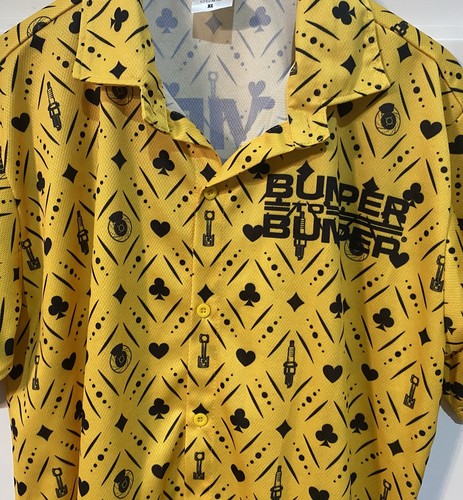 BUMPER TO BUMPER Casino Poker Bowling Button Up Yellow Shirt Men's Size X-Large - Picture 3 of 9