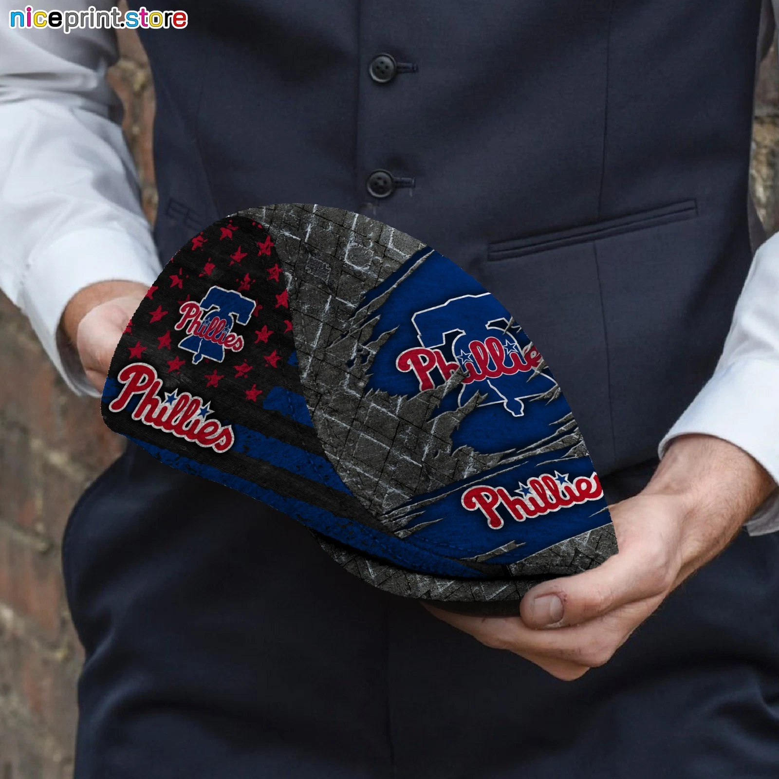 Philadelphia Team Phillies Jeff Cap Custom Jeff Cap Driving Cap Golf Cap