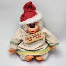 Vintage Russ Gonga Gorilla Thumbsucker Plush Toy Rubber Face Monkey Merry Xmas