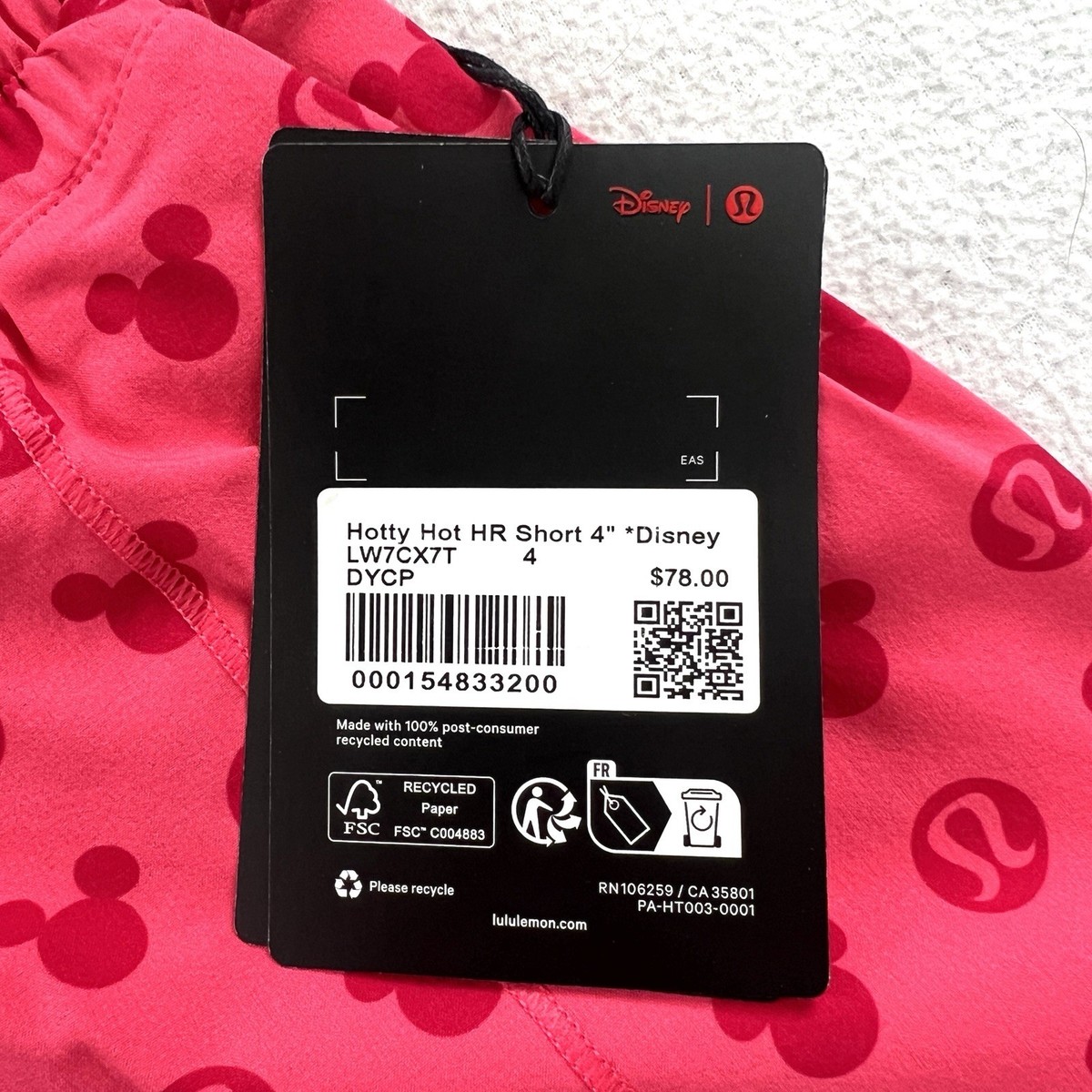 NWT Lululemon x Disney Women DYCP Hotty Hot High Rise Short  display picture 3
