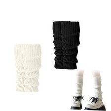 Leg Warmers for Women   2 Pairs 80s Retro Ribbed Knitted Long Socks, Soft