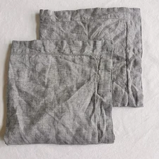 2 Pottery Barn Belgian Flax Linen Euro Sham Pillow Gray