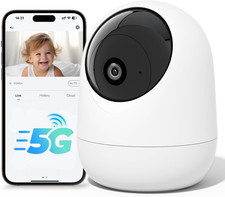 Cámara Interior 5G y 2.4G Wifi, Cámaras de Seguridad 2K para Seguridad en el Hogar, 360° Pan e Inclinación,