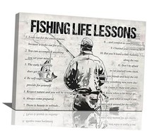 Trimety Wall Art Inspirational Wall Decor Sports Sign Grey 20L" x 24W" Fishing