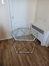Ho8t Mid Century Chrome and Glass Coffee Tabl...