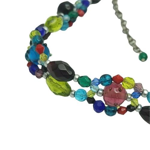 Chico's Multi Color Necklace Faceted Glass Beads Choker Gypsy Boho Festival - Picture 4 of 9