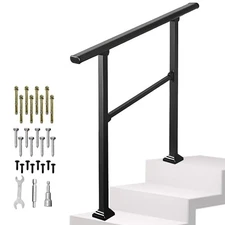 Hand Rails for Outdoor Steps 3 Stair Railing for & Indoor Handrail Kit Black