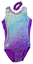 Laurie Hernandez GK Elite Leotard WHIRL of WONDER Aqua Purple Gymnastics AXS