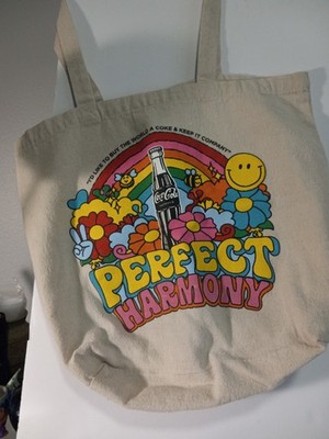Vintage Coca-Cola Coke ''Perfect Harmony'' Beige Double Hand Bag Clean 15'' X 15 ''