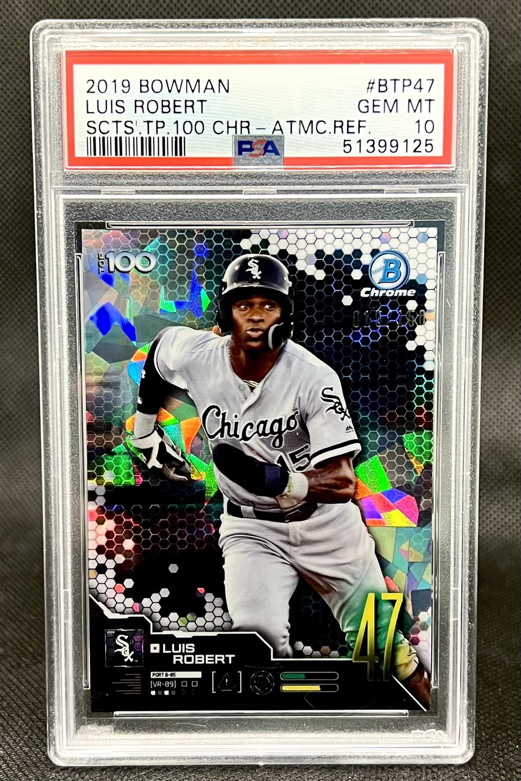 2019 Bowman Chrome Luis Robert 15/150 RC Scouts' Top 100 Atomic Refractor PSA 10