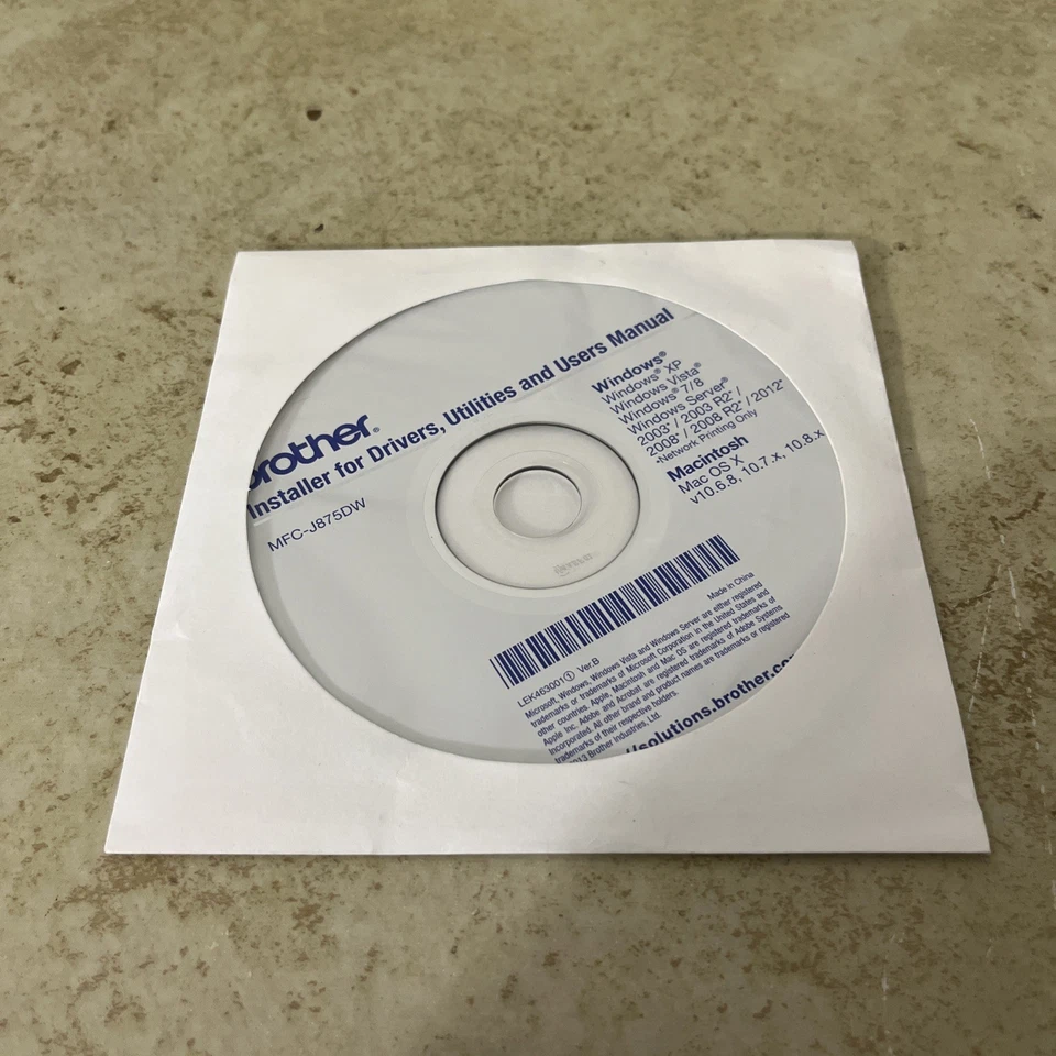 Brother MFC-J875DW Printer Installer For Drivers & Utilities Disk CD - Image 3 of 3