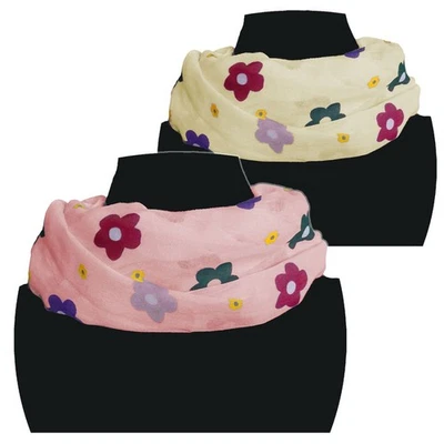Joli Écharpe Boucle Enfant Foulard Fille Fleurs Colorées Pastel Jaune Rose - Photo 1/4