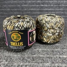 (2) Lion Brand Trellis Ribbon Ladder 1.75 oz/115yds Yarn Lot #303 Champagne