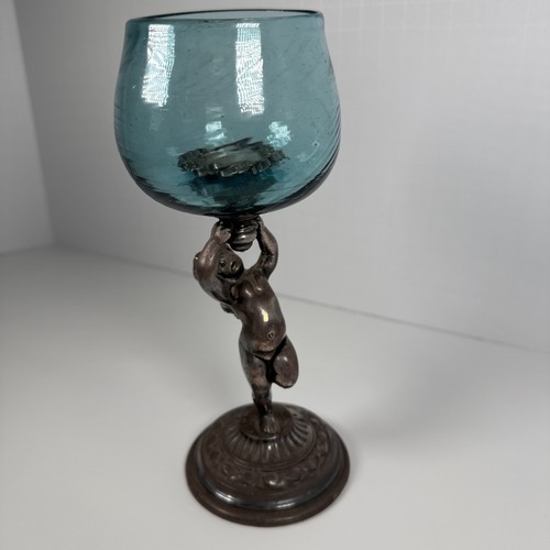 Pairpoint Art Deco 1920's Cherub w/ Cut Crystal Toothpick Match Candle Holder - Picture 4 of 10