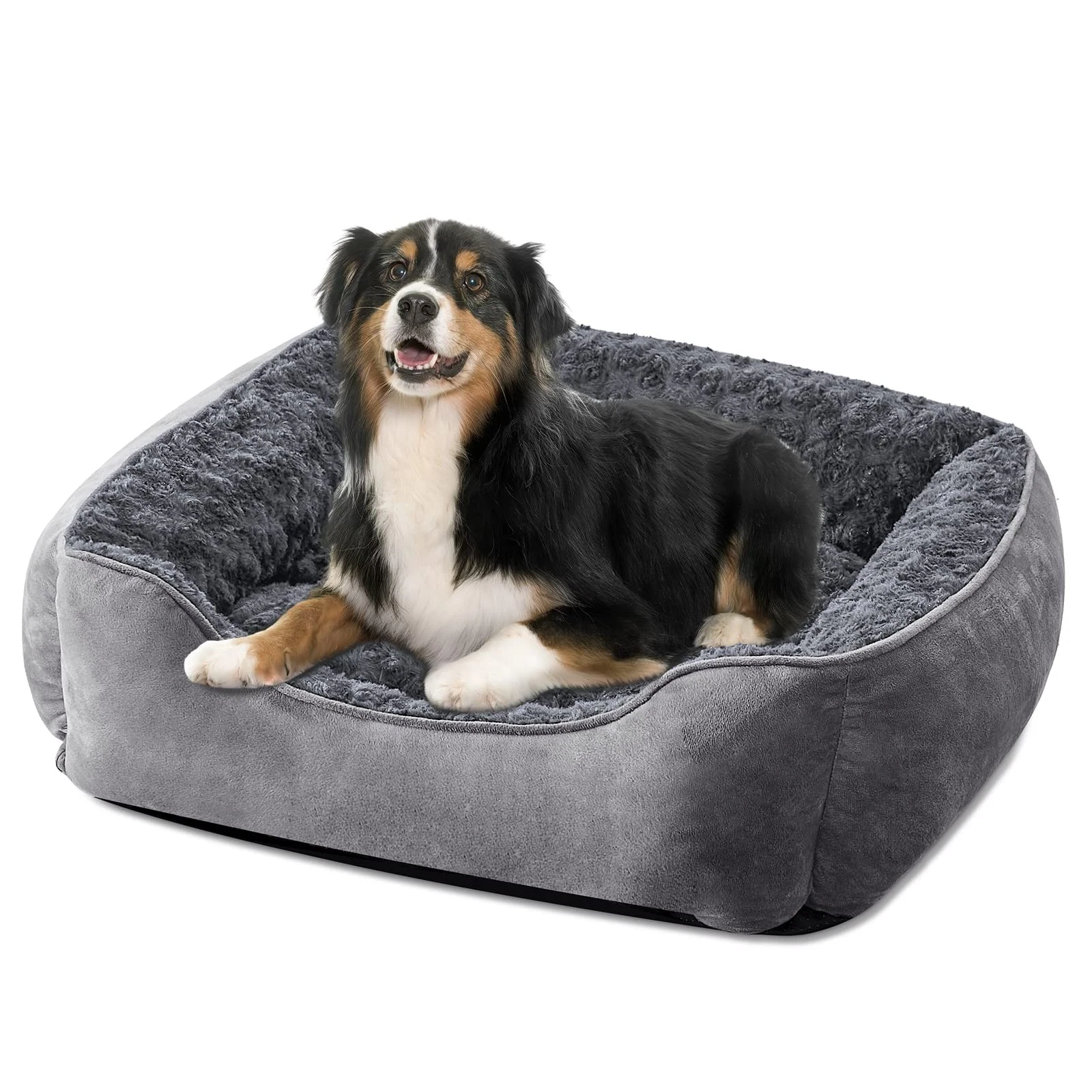 JOEJOY Dog Bed Large - Washable Pet Bed Anti-Anxiety Soft Plush Cat Bed Rectangl