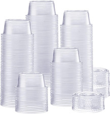 2 Oz. - 200 Count Clear Disposable Plastic Portion Cups with Lids - Souffl ...