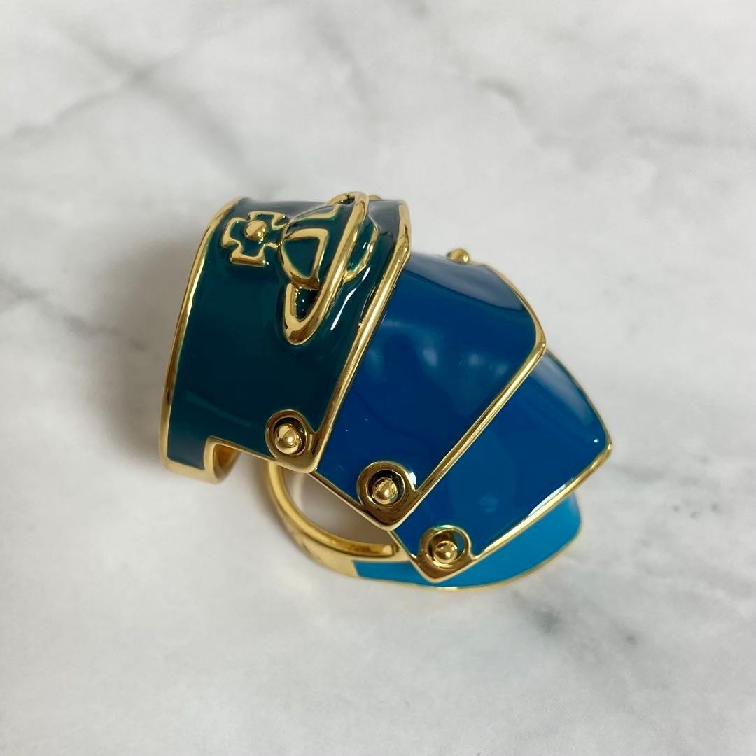 Rare Vivienne Westwood ARTEMIS Armor Ring Gold Blue Brand new | eBay