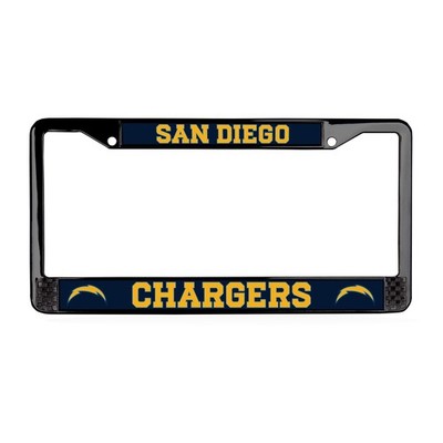 San Diego Chargers NFL 3D Polyurethane 2-Hole Black Metal License Plate Frame