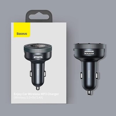 Baseus Bluetooth 5.0 FM Transmitter Car USB Fast Charger MP3 Player Kit