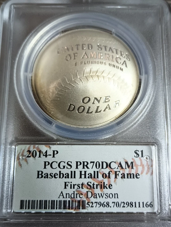 2014-P $1 Baseball Hall of Fame Andre Dawson First Strike PR70 DCAM Signed - Image 4 of 4