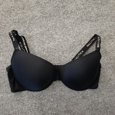 Nautica Intimate Women Bra 40DD Black Padded Logo Adjustable Straps Underwired