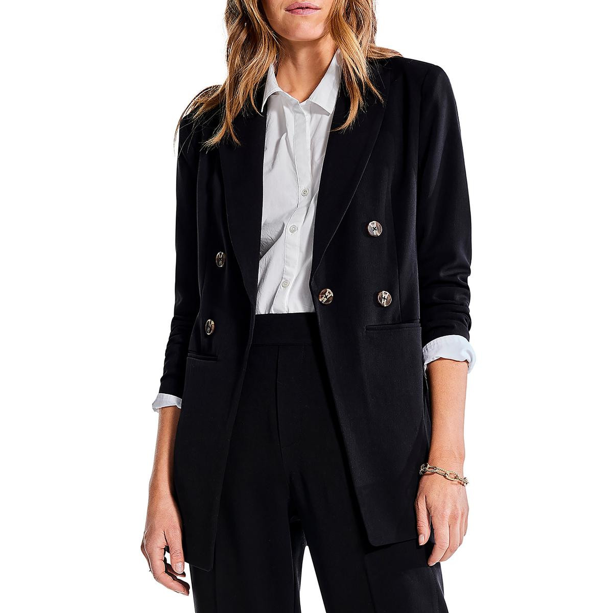 Двубортный блейзер Nic + Zoe Womens Avenue из плотного трикотажа BHFO 9201