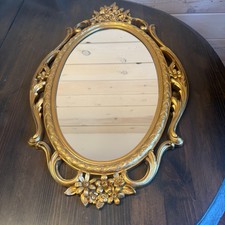 Vintage Syroco Gold Floral Wall Mirror Hollyw...