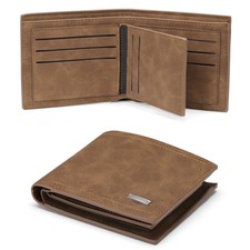 Mens Wallet Leather RFID Blocking Large Capacity Trifold Wallet for Men with ...