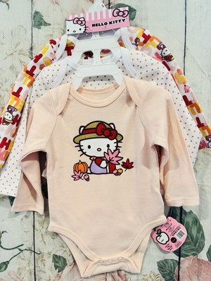 Hello Kitty Halloween Pumpkin Fall Baby Girl 3 Piece Set Bodysuits
