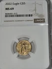 2022 American Gold Eagle NGC MS 69 1/10oz $5 coin collectible