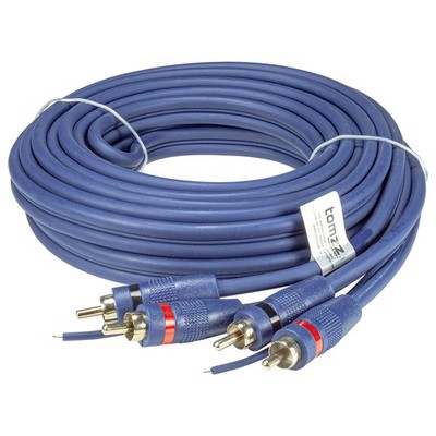 Profi Cinchkabel 5m 2-fach geschirmt blau mit Remoteleitung Autoradio Verstärker