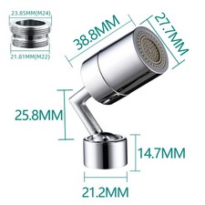 Rotatable Sink Aerator Chrome 2 Spray Modes Brass M22/M24 Thread Adapter