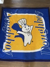 Pillsbury Doughboy Blue Yellow White Throw Blanket 58x60 Vintage 2000