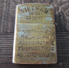 Rarissimo accendino ad olio ZIPPO mini accendino ad olio ZIPPO VIETNAM 68-69 Trompe l'oeil