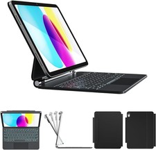 Magnetic Keyboard Case w/ Trackpad for iPad 10.9"/11", 11 Color Backlit - Black