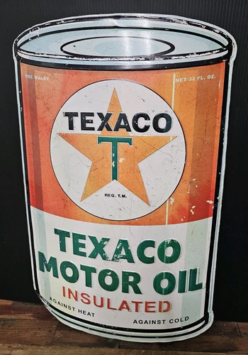 Texaco Oil Can Sign Caltex Vintage Style Gas Mancave One Quart Wall Display