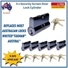 5 x Security Door Lock Cylinder Barrel 15 Keys - 5 Pack