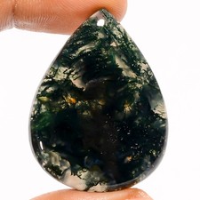 100 Natural Moss Agate Pear Shape Cabochon Loose Gemstone 46 Ct 37X28X5mm UG304