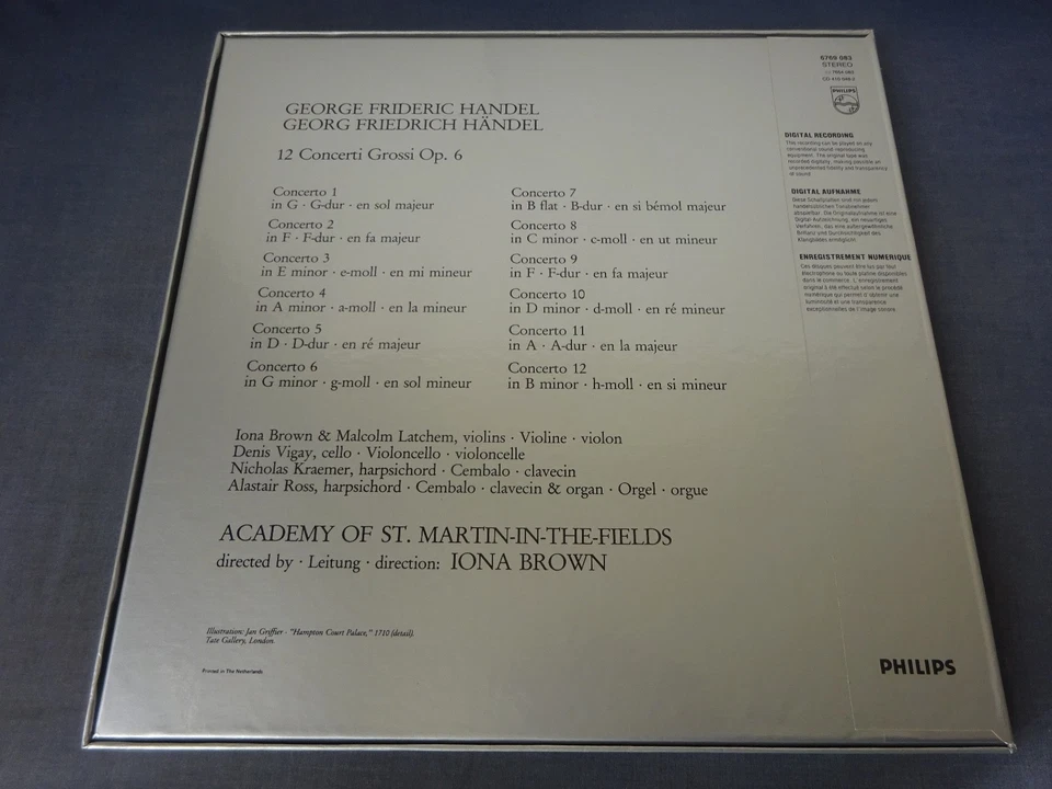 NM HANDEL - 12 CONCERTI GROSSI OP.6 3LP BOX, ASMF, Iona Brown, PHILIPS 6769 083 - Image 4 of 4