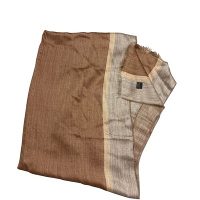 Peruvian Connection Baby Alpaca Silk Large Scarf Striped Brown Tan Wrap Shawl