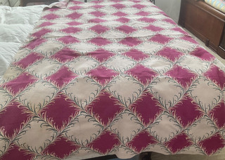 44x72 Spectrum original barkcloth panel burgundy/cream.