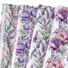  Lavender Floral Wrapping Paper Sheet - 12 Sheets Folded Flat Lavender 